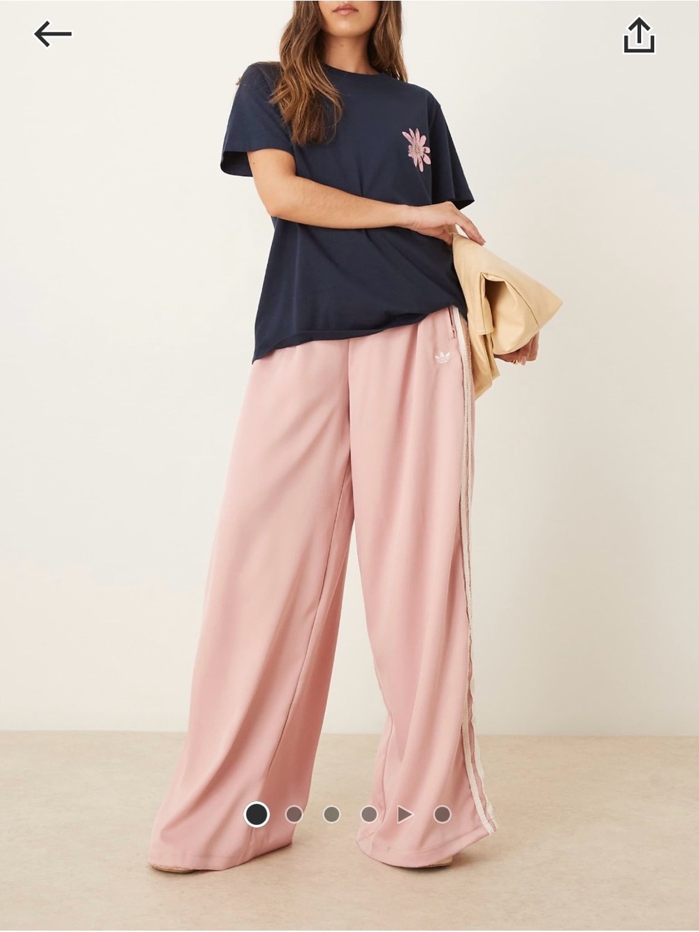 adidas Wide-Leg Track Pants in Dusty Pink